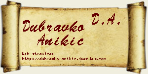 Dubravko Anikić vizit kartica